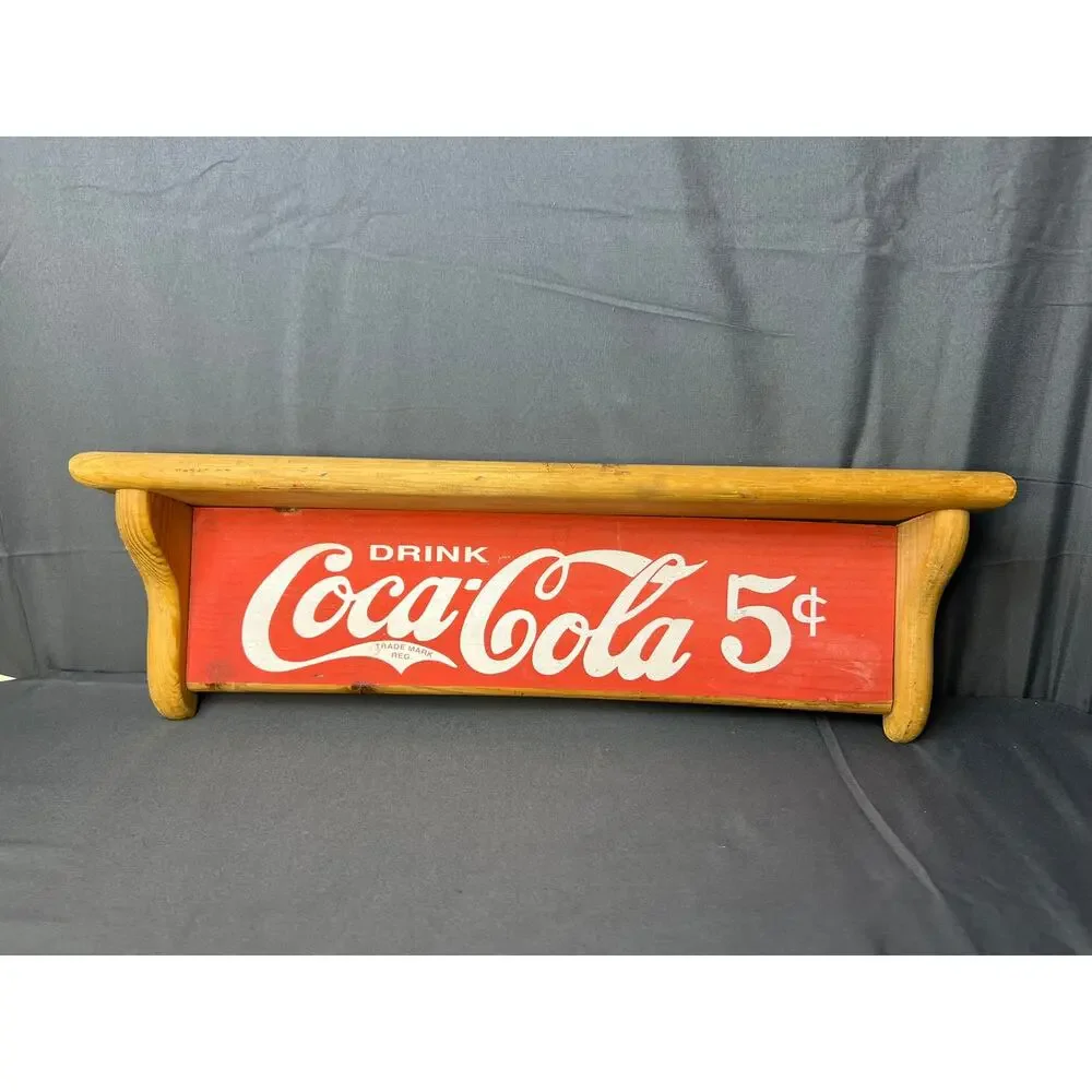 Vintage Wooden Coca-Cola Wall Shelf 18
